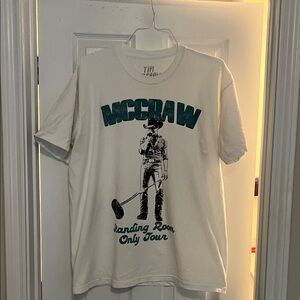 Tim McGraw White Graphic T-Shirt with Cowboy Print
